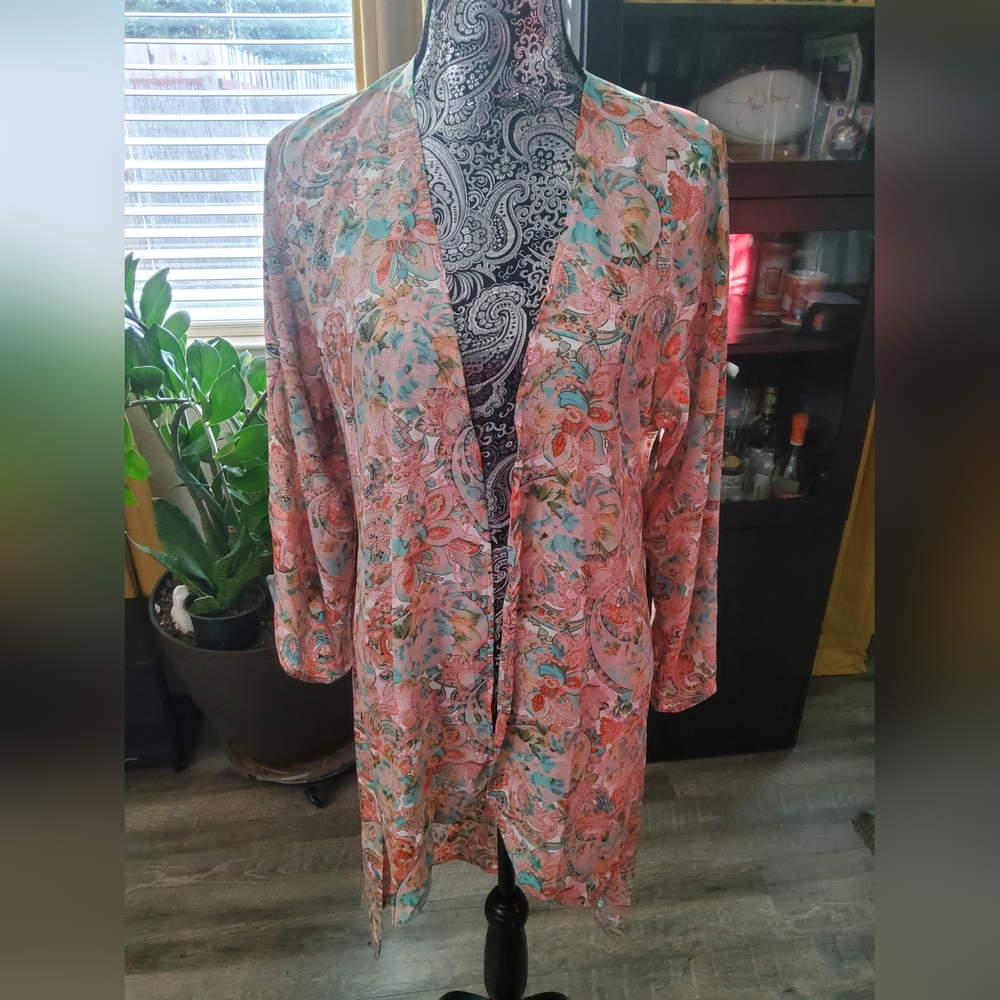 Chic Floral Sheer Kimono - Picture 3 of 6